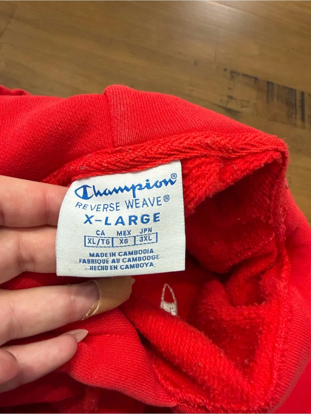 Champion Red Reverse Weave Cropped Hoodie - Picture 3 of 3